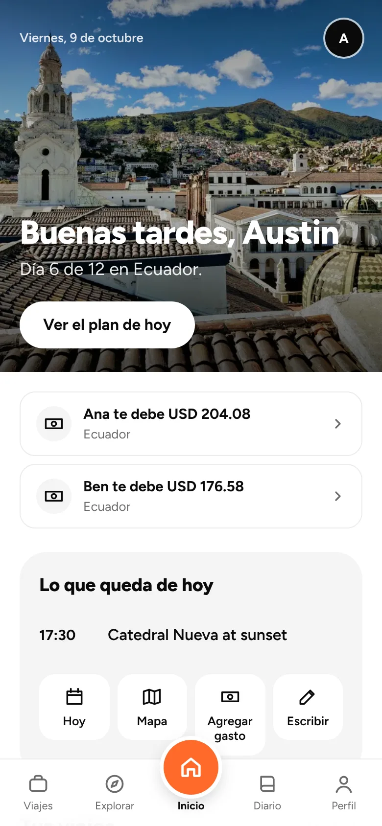 Inicio de Andamos con el viaje en curso